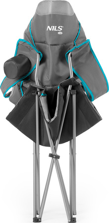 Krzesło fotel turystyczny składany Nils Camp NC3080 jasnoszary 95x110x50cm