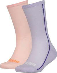 Skarpety dla dzieci Puma Mesh Sock 2 pary fioletowe, brzoskwiniowe 907628 02 biały rozmiar 44-47