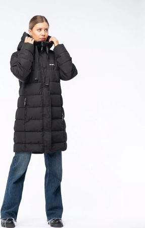 Damski płaszcz pikowany zimowy z kapturem Iguana Manka W rozmiar XL