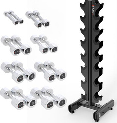 Zestaw hantli treningowych chd 2 x 1 - 8 kg (72 kg)  ze stojak STR36 HMS