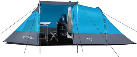 Namiot turystyczny kempingowy voyager Nils camp NC3027 niebieski 4 osobowy 450x260x150cm