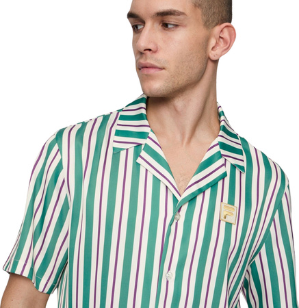 Koszula męska Fila Lastro zielono-kremowa FAM0926 13382