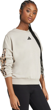 Bluza damska adidas Animal Print 3-Stripes French Terry Sweatshirt kremowa JM1836