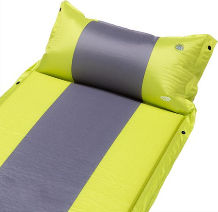 Mata samopompująca kempingowa turystyczna z poduszką Nils Camp NC4349 zielono-szara 193x58x3 cm
