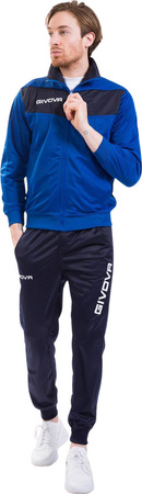 Dres treningowy piłkarski komplet bluza spodnie Givova Tuta Visa Triacetato niebiesko-granatowy TR018 0204