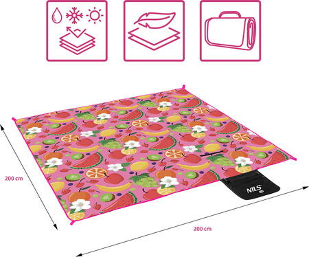 Koc piknikowy owoce 200x200 pe alu Nils camp nc2223