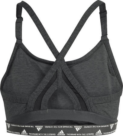 Stanik damski adidas Aeroreact Training Light-Support 3-Stripes Bra ciemnoszary HC7870