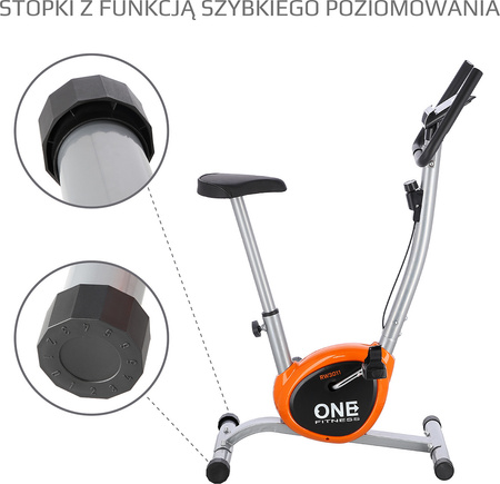 Rower mechaniczny One Fitness RW3011 srebrno-pomarańczowy