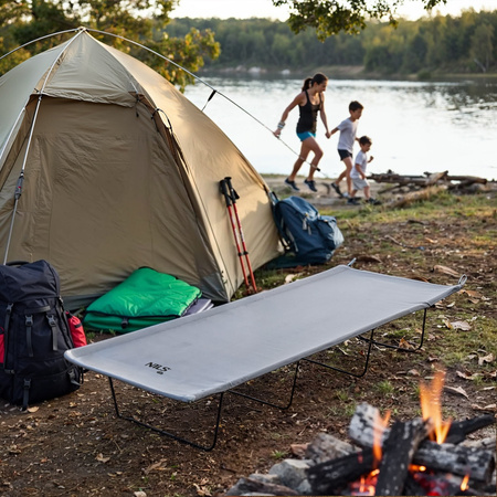 Łóżko polowe turystyczne składane Nils Camp NC3504 szare 190x60x20cm