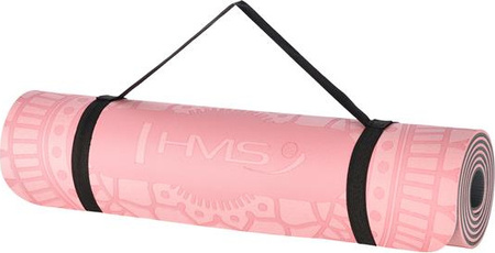 Mata do ćwiczeń jogi yogi fitness TPE HMS YM10 różowa 182x61x0.8 cm