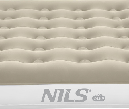 Materac turystyczny dmuchany dwuosobowy Nils Camp beżowy 203x152x22 cm