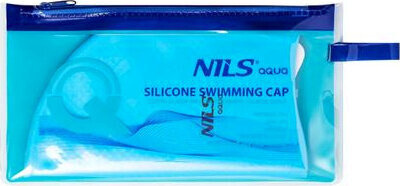 Czepek silikonowy dots Nils aqua nqc jednokolorowy jasnoniebieski