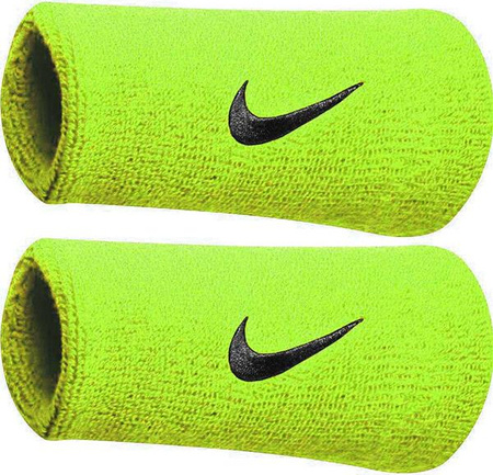 Frotka na rękę szeroka Nike Swoosh Doublewide Wristbands limonkowe 2szt NNN05710