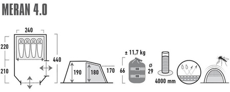 Namiot High Peak Meran 4 szaro-zielony 11806