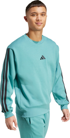 Bluza męska adidas Essentials 3-Stripes Fleece turkusowa JX0701