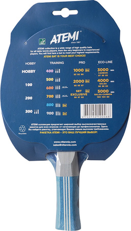 Rakietka do tenisa stołowego ping ponga New Atemi 800 anatomical