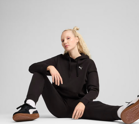 Bluza damska z kapturem kangurka Puma ESS Comfort Hoodie FL czarna 682384 01