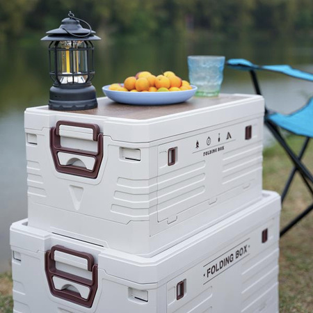 Składana skrzynia kempingowa turystyczna z funkcją stołu szafki 2w1 50l Nils Camp NCB4002