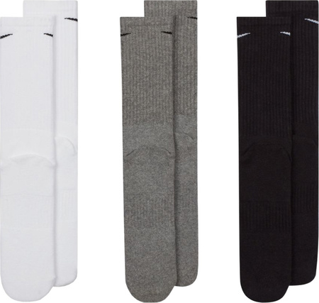 Skarpety Nike Everyday Cushioned Crew 3 pary białe, szare, czarne SX7664 964