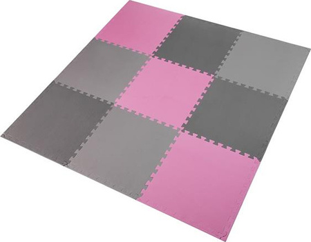 Mata puzzle pod sprzęt 9 elementów One Fitness 10mm MP10 różowo-szara