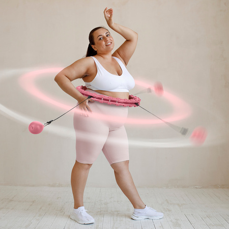 Hula hop light pink z wypustkami i obciążnikiem HMS hhw11 plus size