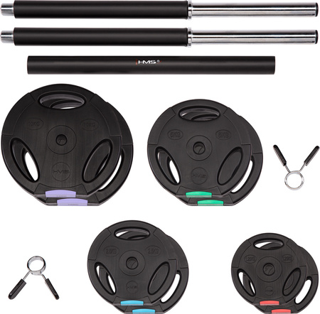 Zestaw sztanga talerze kompozytowe treningowe HMS
