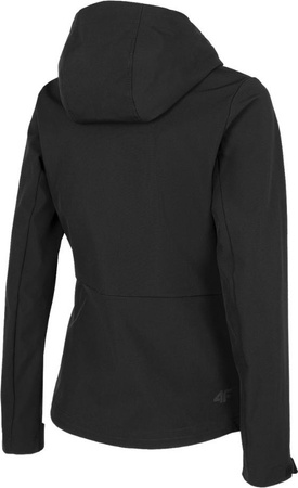 Kurtka przejściowa softshell z kapturem damska 4F głęboka czerń H4Z22 SFD001 20S