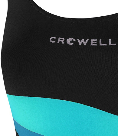 Kostium kąpielowy dla dziewczynki Crowell Swan kol.01 czarno-błękitno-niebieski