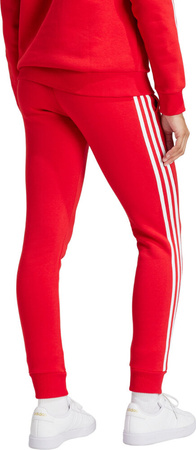 Spodnie damskie dresowe joggery adidas Essentials 3-Stripes Fleece czerwone IY1719