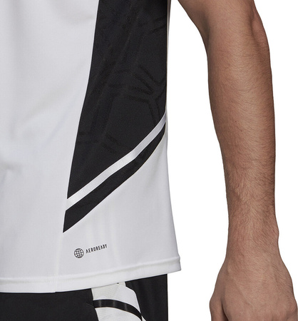 Koszulka męska adidas Condivo 22 Jersey V-neck biało-czarna HA6290