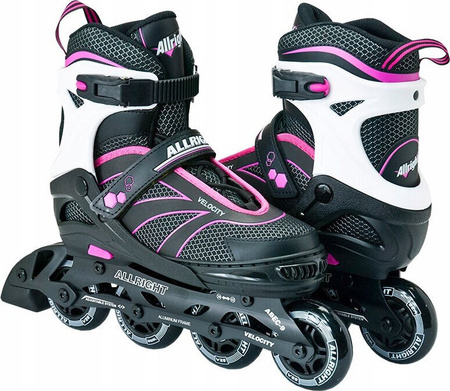 Łyżworolki regulowane koła 76 mm ABEC-9 Allright Velocity Pink rozmiar 39-42