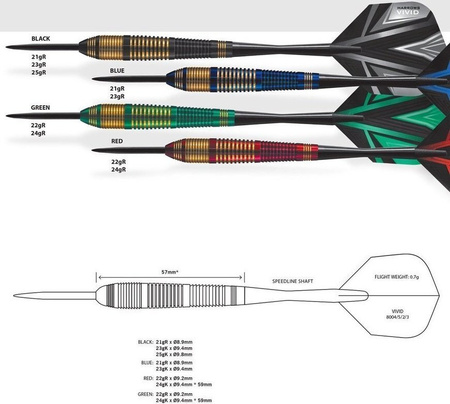 Rzutki Harrows Vivid Steeltip zielone