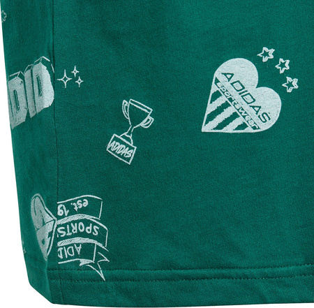 Koszulka dla dzieci adidas Brand Love Allover Print zielona IA1562