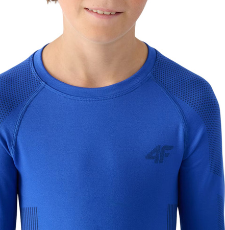 Bielizna termoaktwna termiczna bezszwowa dla chłopca bluza legginsy 4F M149 niebieska 4FJWAW24USEAM149 36S