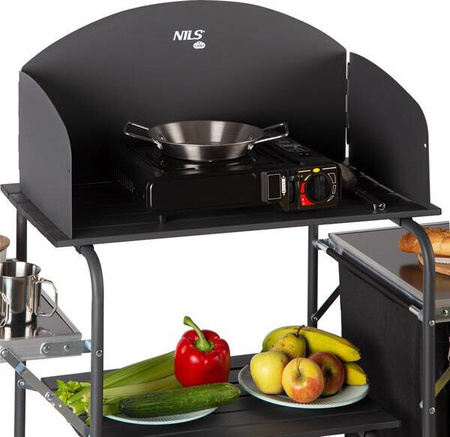 Szafka turystyczna kempingowa z osłoną Nils Camp NC3041 składana czarna 140x110x48cm