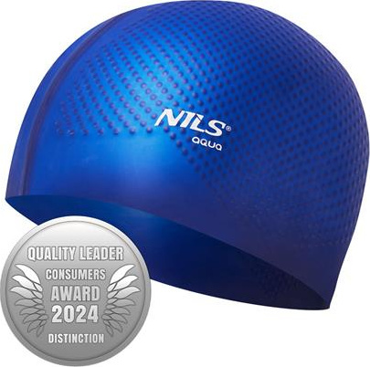 Czepek silikonowy dots Nils aqua nqc jednokolorowy ciemnoniebieski