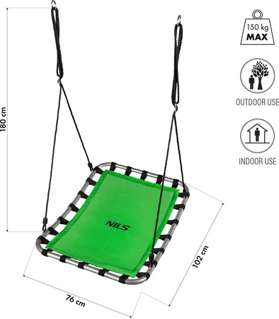 Bocianie gniazdo huśtawka Nils Camp NB5045 zielona 102 × 76 cm