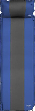 Mata samopompująca kempingowa turystyczna z poduszką Nils CampNC4349 niebiesko-szara