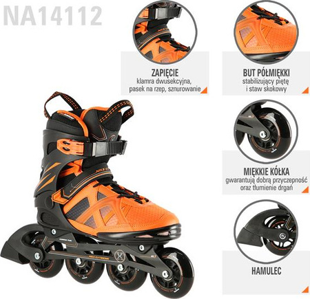 Łyżworolki Nils Extreme NA14112 czarno-pomarańczowy rozmiar 43