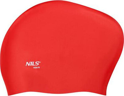 Czepek silikonowy do długich włosów Nils aqua nqc jednokolorowy czerwony