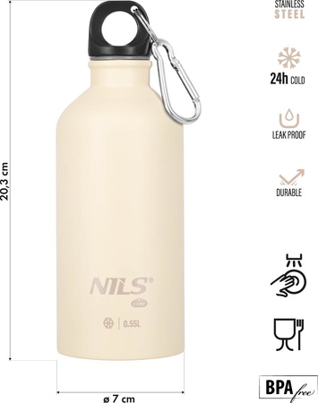 Butelka turystyczna ze stali nierdzewnej Nils Camp NC3801 beżowa 550 ml