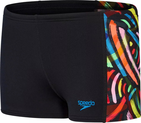 Dziecięce kąpielówki Speedo DIGI ALOV PANL ASHT JM black/volcanic orange/fluo green/bright yellow/lapis rozmiar 13-14