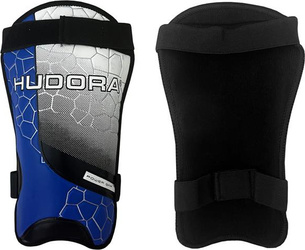 Ochraniacze piłkarskie na golenie piszczele nagolenniki Hudora Power Grip niebiesko-białe 71567