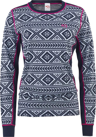 Damska bluza termoaktywna wełna merino Kari Traa Floke ls royal granatowa rozmiar M