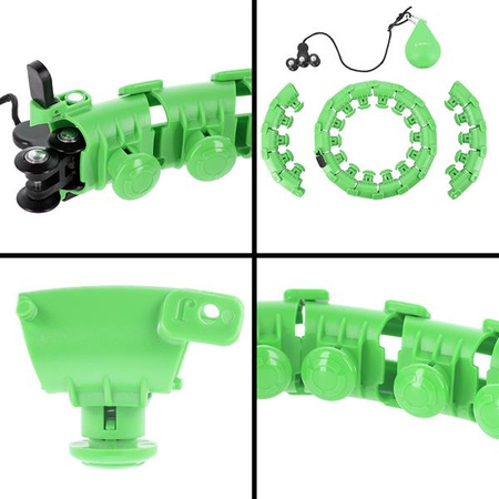 Zestaw hula hop z wypustkami i obciążnikiem HMS hhw01 zielone pas wyszczuplający br163 czerwony