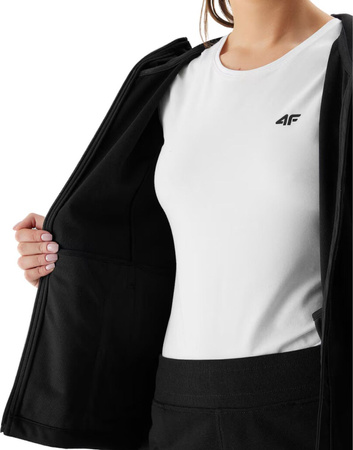 Kurtka przejściowa softshell z kapturem damska 4F F215 czarna