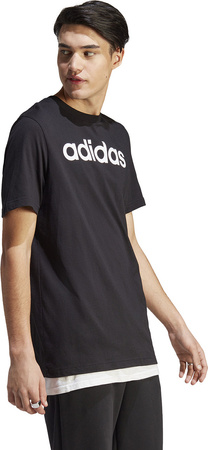 Koszulka męska adidas Essentials Single Jersey Linear Embroidered Logo Tee czarna IC9274