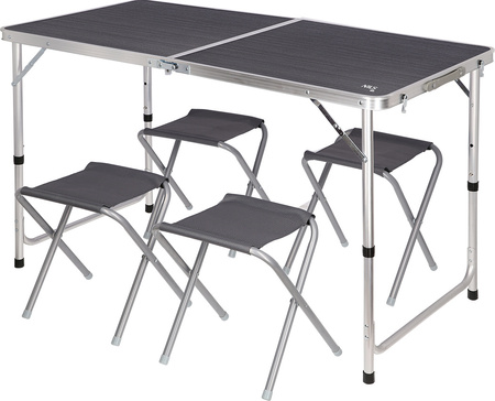 Stół i 4 krzesła turystyczne kempingowe Nils Camp NC1633 zestaw składany ciemnoszary