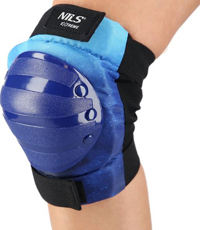 Zestaw ochraniaczy na kolana łokcie nadgarstki dla młodzieży na rolki deskorolkę hulajnogę Nils Extreme H734 rozmiar L niebieskie