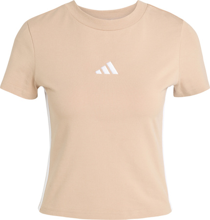 Koszulka damska adidas Essentials 3-Stripes Slim Baby beżowa JX7588